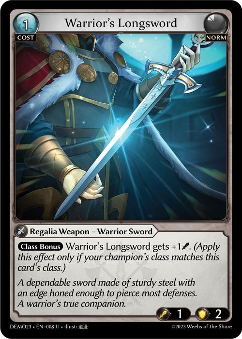Image for Warrior's Longsword (2023 Demo Deck) (008) - Grand Archive TCG