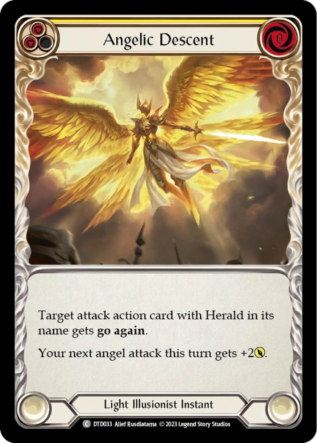 Image for Angelic Descent (Yellow) (Dusk till Dawn) (DTD033) - Flesh and Blood TCG