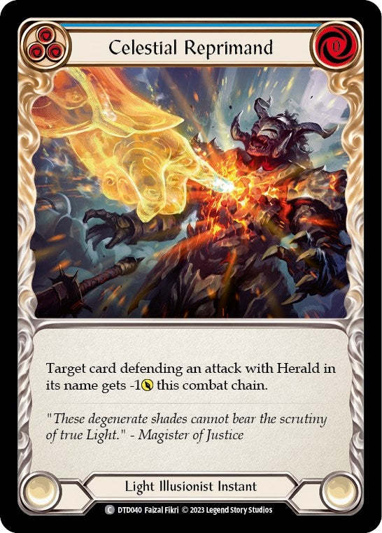 Image for Celestial Reprimand (Blue) (Dusk till Dawn) (DTD040) - Flesh and Blood TCG