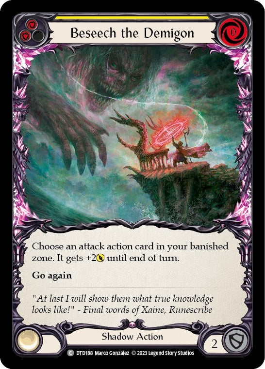 Image for Beseech the Demigon (Yellow) (Dusk till Dawn) (DTD188) - Flesh and Blood TCG