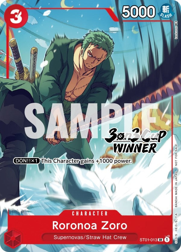 Image for Roronoa Zoro (3-on-3 Cup) [Winner] (One Piece Promotion Cards) (ST01-013) - One Piece Card Game