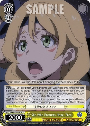 Image for She Who Entrusts Hope, Eren (That Time I Got Reincarnated as a Slime Vol.3) (TSK/S101-E010 U) - Weiss Schwarz