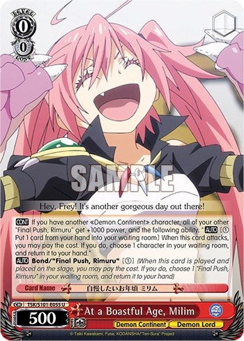 Image for At a Boastful Age, Milim (That Time I Got Reincarnated as a Slime Vol.3) (TSK/S101-E055 U) - Weiss Schwarz