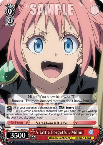 Image for A Little Forgetful, Milim (That Time I Got Reincarnated as a Slime Vol.3) (TSK/S101-E056 U) - Weiss Schwarz