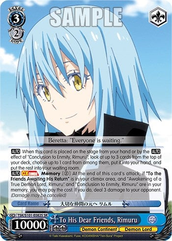 Image for To His Dear Friends, Rimuru (SR) (That Time I Got Reincarnated as a Slime Vol.3) (TSK/S101-E082S (SR)) - Weiss Schwarz