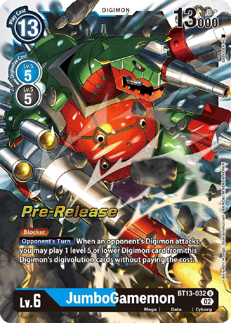Image for JumboGamemon (Versus Royal Knights Pre-Release Cards) (BT13-032 U) - Digimon Card Game
