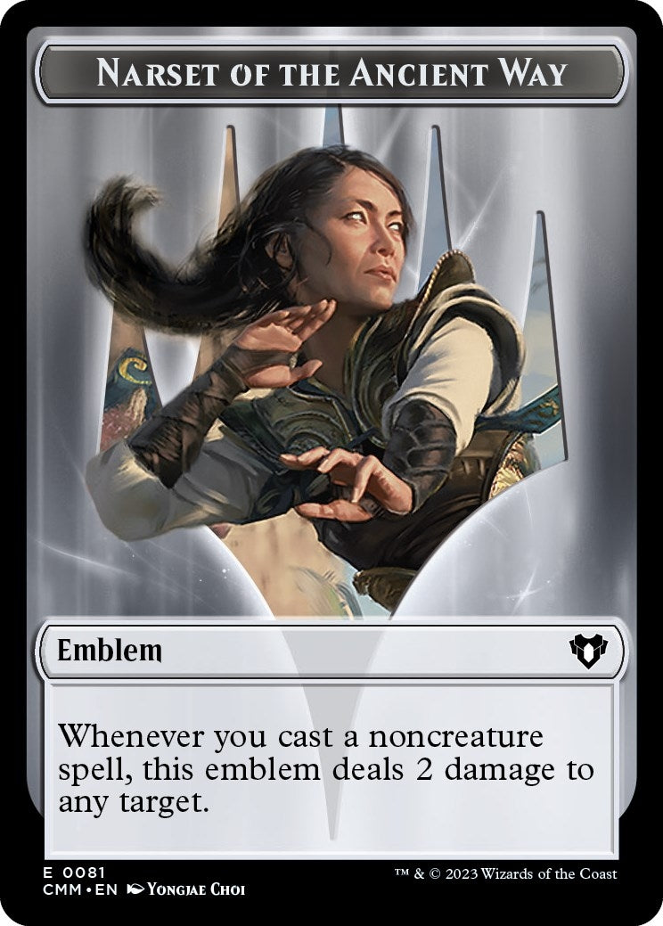 Image for Emblem - Narset of the Ancient Way // Wizard Double-Sided Token (Commander Masters) (81 // 71) - Magic: The Gathering