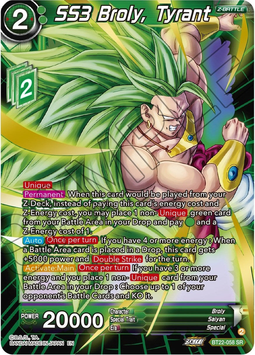 Image for SS3 Broly, Tyrant (Critical Blow) (BT22-058) - Dragon Ball Super: Masters