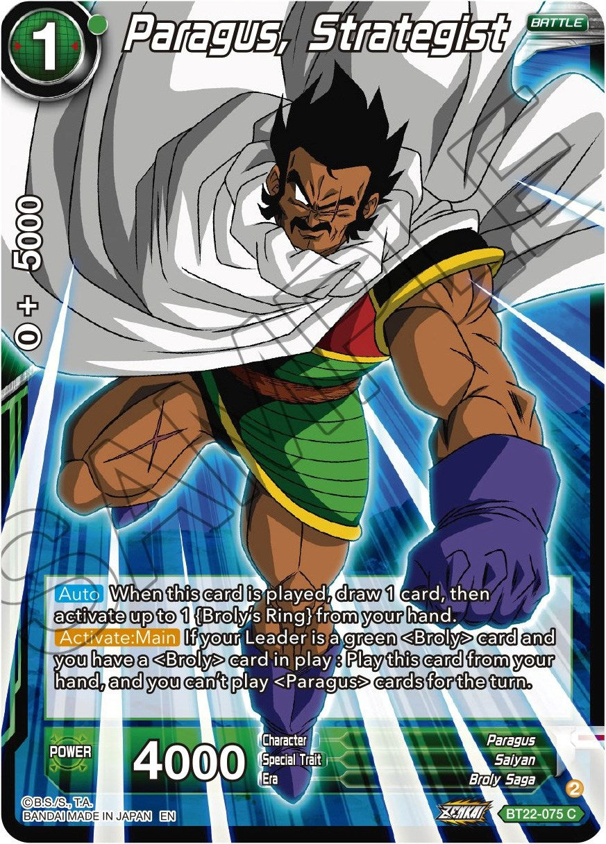 Image for Paragus, Strategist (Critical Blow) (BT22-075) - Dragon Ball Super: Masters