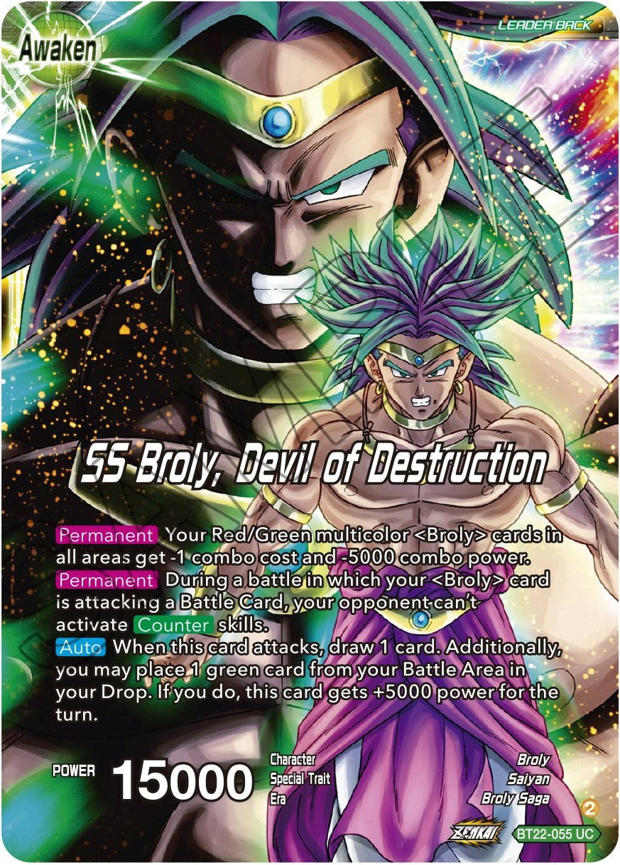Image for Broly & Paragus // SS Broly, Devil of Destruction (Critical Blow) (BT22-055) - Dragon Ball Super: Masters