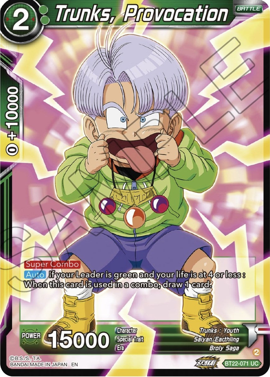 Image for Trunks, Provocation (Critical Blow) (BT22-071) - Dragon Ball Super: Masters