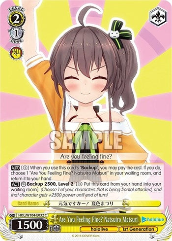 Image for Are You Feeling Fine? Natsuiro Matsuri (hololive production Vol.2) (HOL/W104-E032 C) - Weiss Schwarz