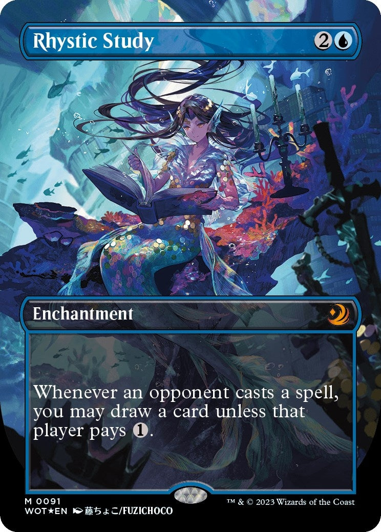 Image for Rhystic Study (Anime Borderless) (Confetti Foil) (Wilds of Eldraine: Enchanting Tales) (91) - Magic: The Gathering