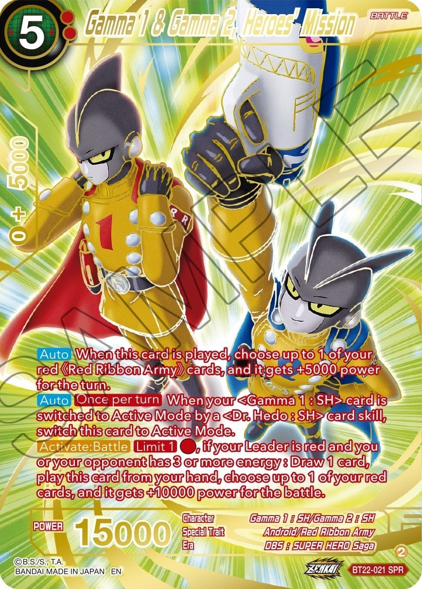 Image for Gamma 1 & Gamma 2, Heroes' Mission (SPR) (Critical Blow) (BT22-021) - Dragon Ball Super: Masters