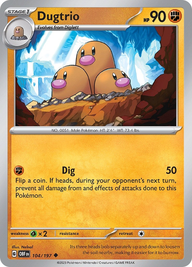 Image for Dugtrio (SV03: Obsidian Flames) (104/197) - Pokemon