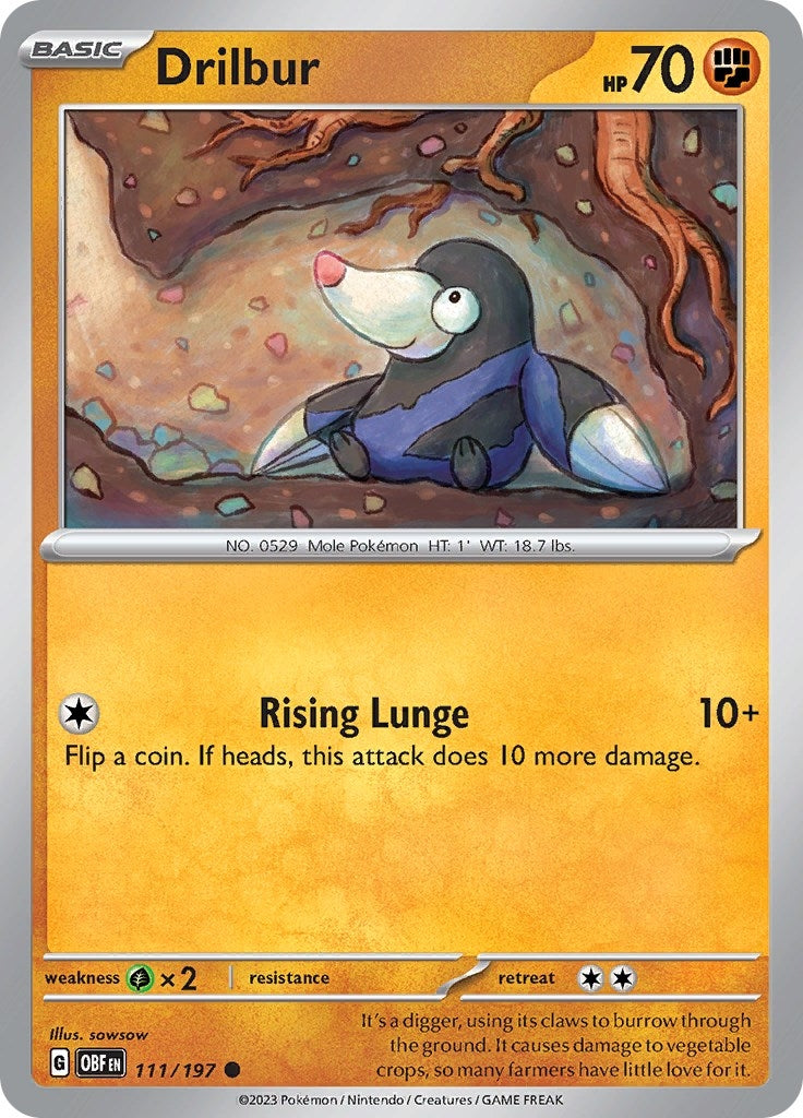Image for Drilbur (SV03: Obsidian Flames) (111/197) - Pokemon