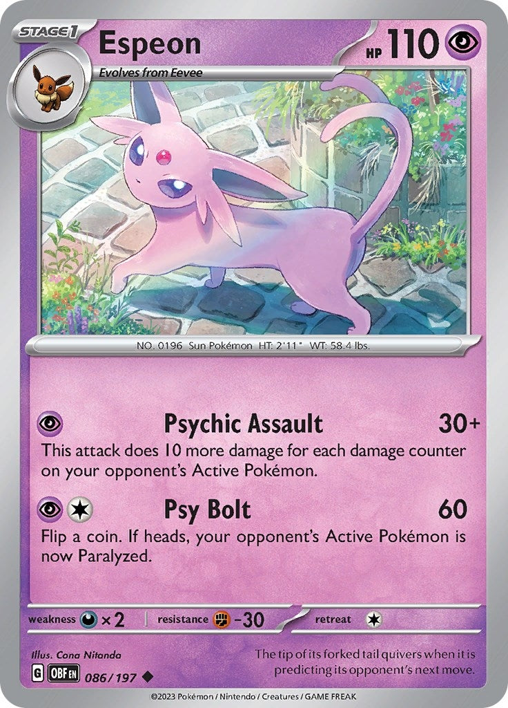Image for Espeon (SV03: Obsidian Flames) (086/197) - Pokemon