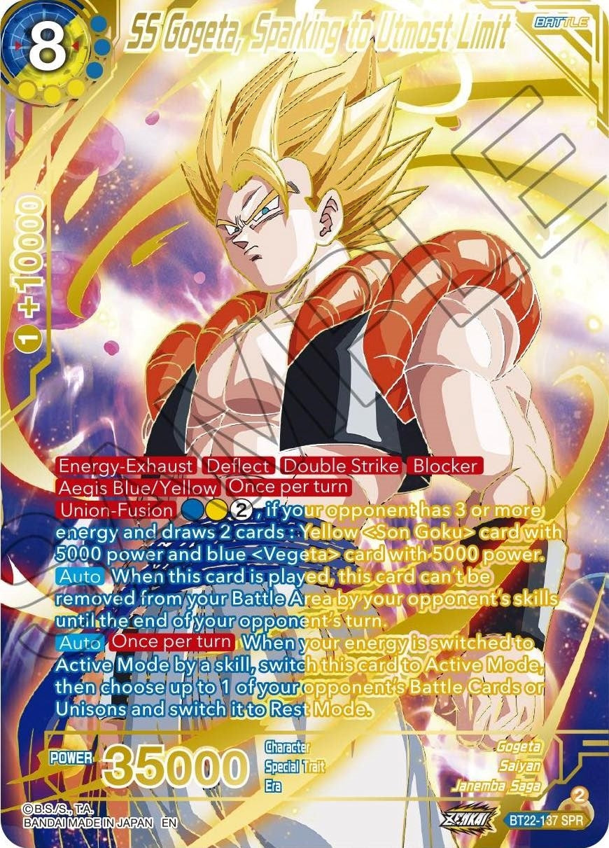 Image for SS Gogeta, Sparking to Utmost Limit (SPR) (Critical Blow) (BT22-137) - Dragon Ball Super: Masters