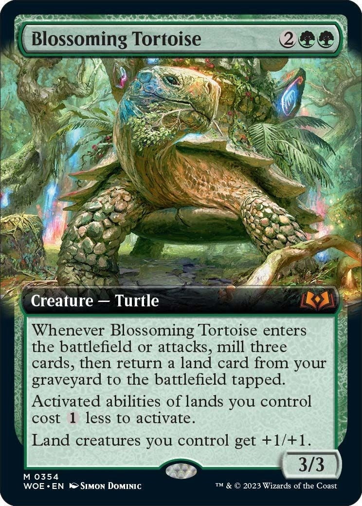 Image for Blossoming Tortoise (Extended Art) (Wilds of Eldraine) (354) - Magic: The Gathering