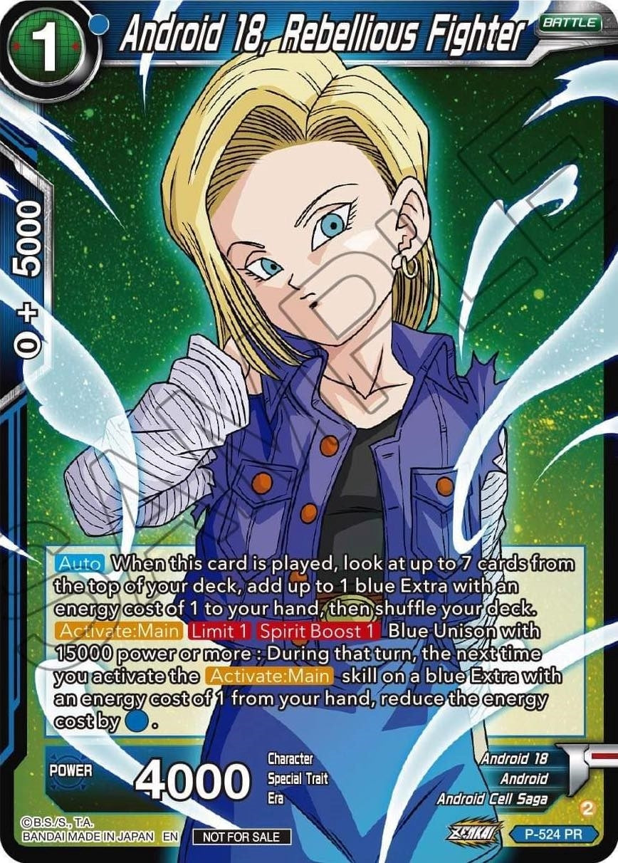 Image for Android 18, Rebellious Fighter (Zenkai Series Tournament Pack Vol.5) (Tournament Promotion Cards) (P-524) - Dragon Ball Super: Masters
