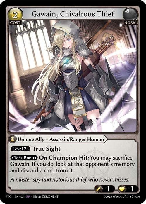 Image for Gawain, Chivalrous Thief (Fractured Crown) (034) - Grand Archive TCG