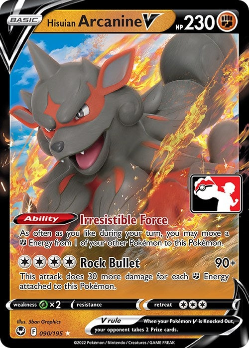 Image for Hisuian Arcanine V (Prize Pack Series Cards) (090/195) - Pokemon