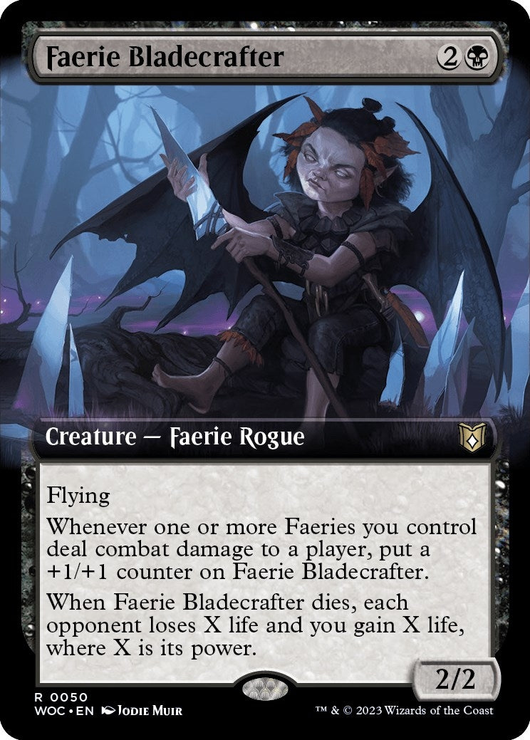 Image for Faerie Bladecrafter (Extended Art) (Commander: Wilds of Eldraine) (50) - Magic: The Gathering
