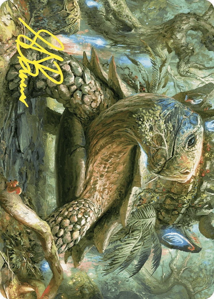 Image for Blossoming Tortoise Art Card (Gold-Stamped Signature) (Art Series: Wilds of Eldraine) (24) - Magic: The Gathering