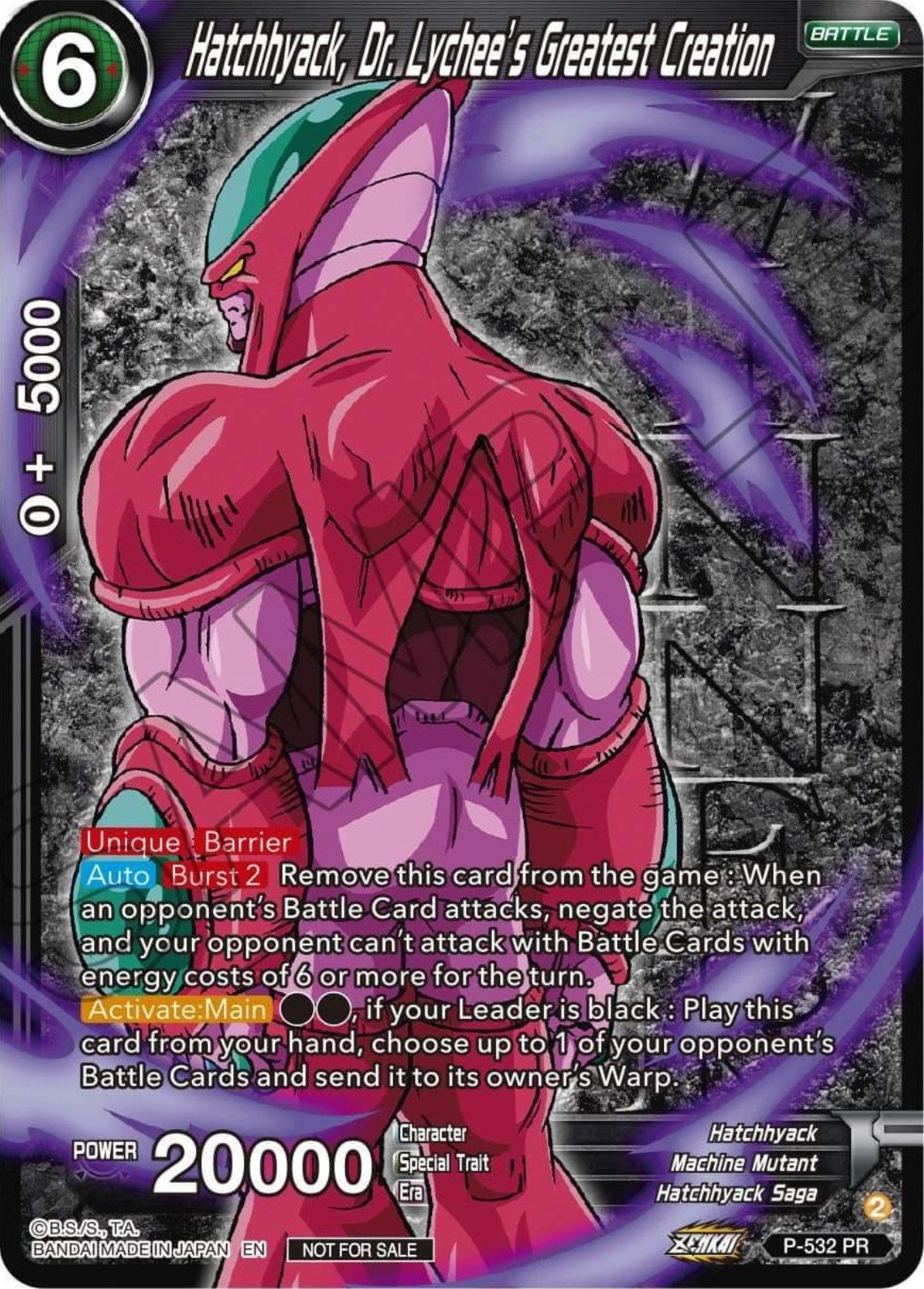 Image for Hatchhyack, Dr. Lychee's Greatest Creation (Winner-Stamped) (Zenkai Series Tournament Pack Vol.5) (Tournament Promotion Cards) (P-532) - Dragon Ball Super: Masters