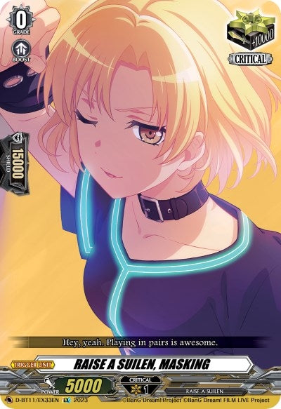 Image for RAISE A SUILEN, MASKING (D-BT11: Clash of the Heroes) (D-BT11/EX33EN) - Cardfight Vanguard