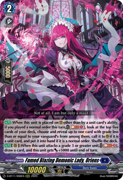 Image for Famed Blazing Demonic Lady, Oriens (D-BT11) (11006)