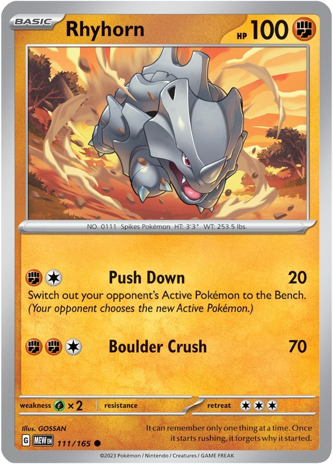 Image for Rhyhorn (SV: Scarlet & Violet 151) (111/165) - Pokemon