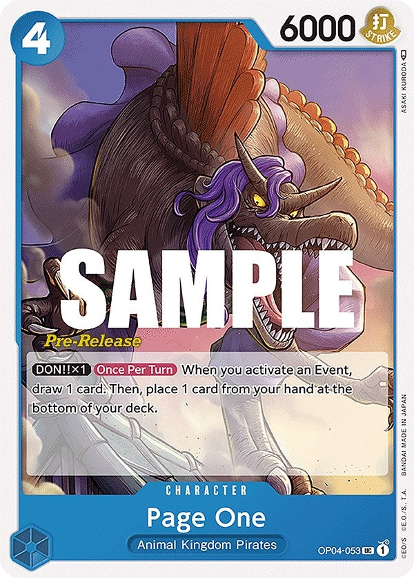 Image for Page One (Kingdoms of Intrigue Pre-Release Cards) (OP04-053) - One Piece Card Game