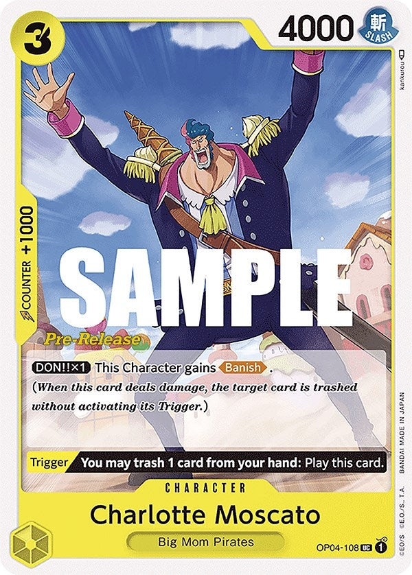 Image for Charlotte Moscato (Kingdoms of Intrigue Pre-Release Cards) (OP04-108) - One Piece Card Game
