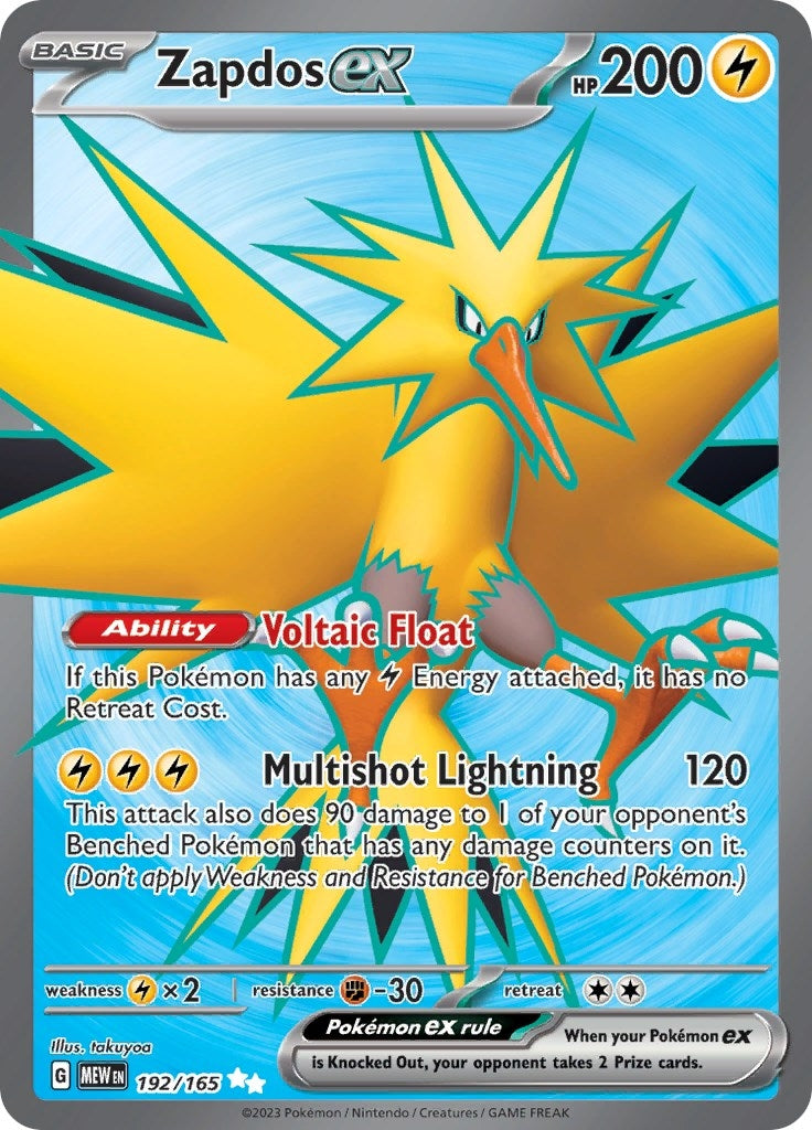 Image for Zapdos ex (SV: Scarlet & Violet 151) (192/165) - Pokemon
