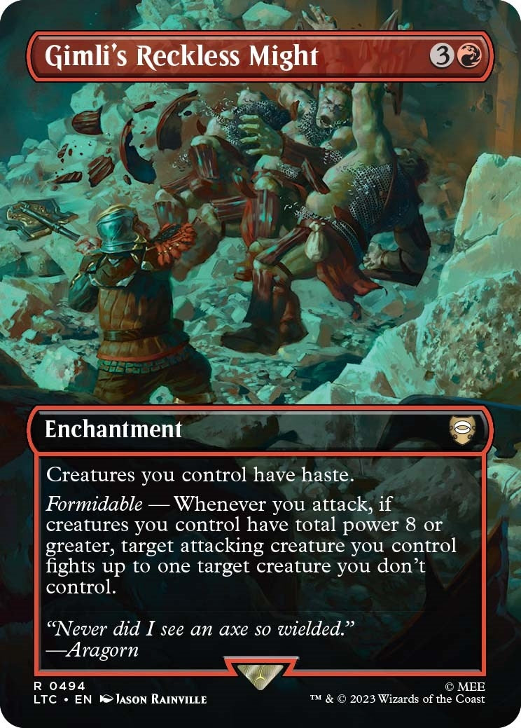 Image for Gimli's Reckless Might (Borderless) (Commander: The Lord of the Rings: Tales of Middle-earth) (494) - Magic: The Gathering