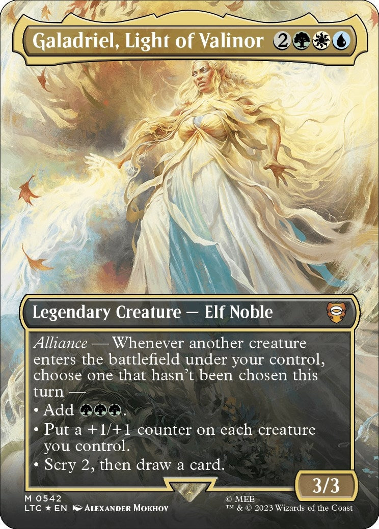 Image for Galadriel, Light of Valinor (Borderless) (Surge Foil) (Commander: The Lord of the Rings: Tales of Middle-earth) (542) - Magic: The Gathering
