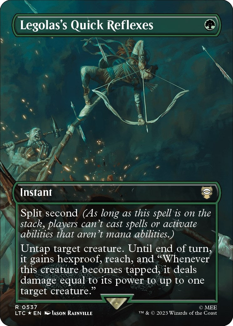 Image for Legolas's Quick Reflexes (Borderless) (Surge Foil) (Commander: The Lord of the Rings: Tales of Middle-earth) (537) - Magic: The Gathering