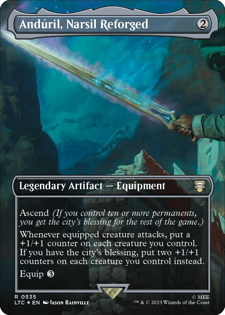 Image for Anduril, Narsil Reforged (Borderless) (Surge Foil) (Commander: The Lord of the Rings: Tales of Middle-earth) (535) - Magic: The Gathering