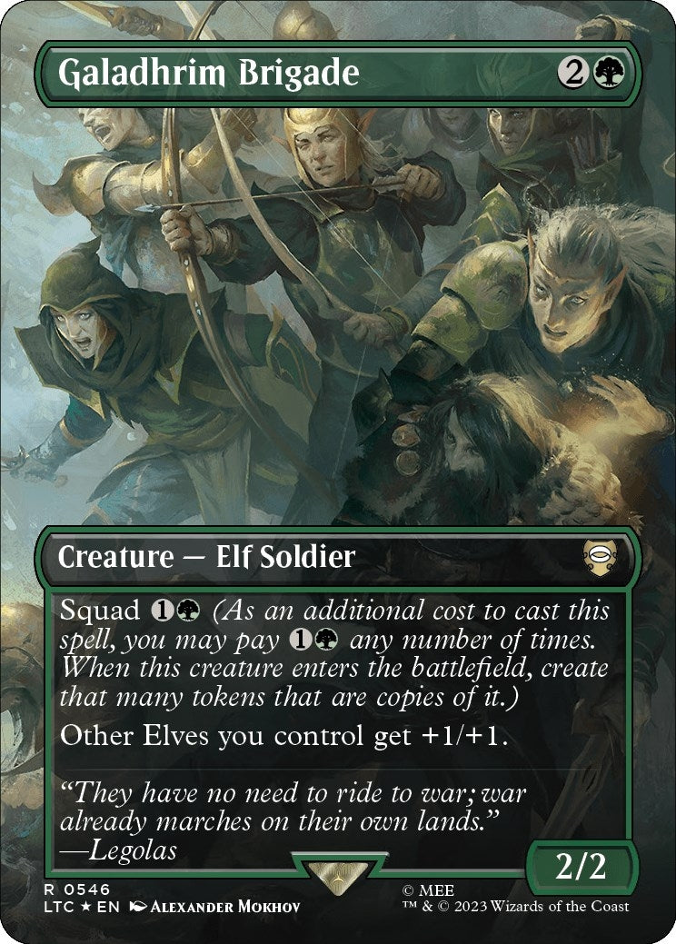 Image for Galadhrim Brigade (Borderless) (Surge Foil) (Commander: The Lord of the Rings: Tales of Middle-earth) (546) - Magic: The Gathering