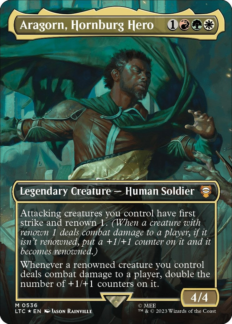 Image for Aragorn, Hornburg Hero (Borderless) (Surge Foil) (Commander: The Lord of the Rings: Tales of Middle-earth) (536) - Magic: The Gathering