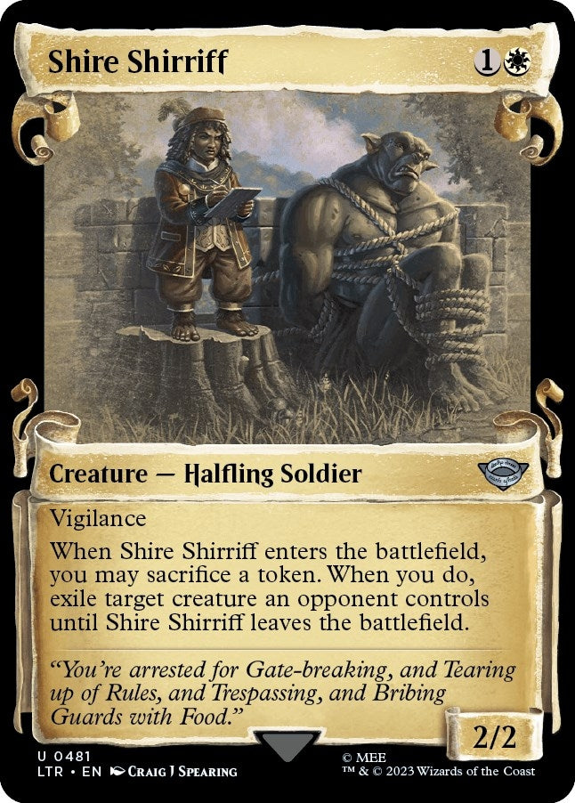 Image for Shire Shirriff (Showcase Scrolls) (Universes Beyond: The Lord of the Rings: Tales of Middle-earth) (481) - Magic: The Gathering