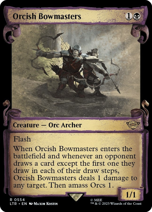 Image for Orcish Bowmasters (Showcase Scrolls) (Universes Beyond: The Lord of the Rings: Tales of Middle-earth) (554) - Magic: The Gathering