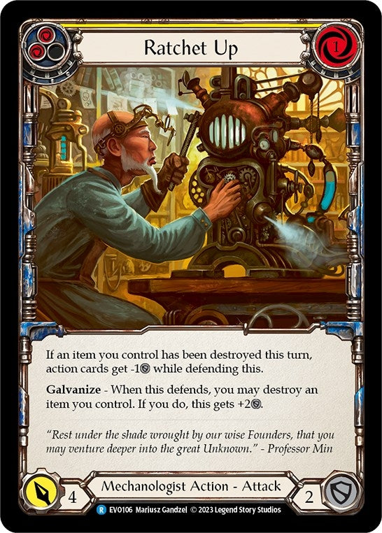 Image for Ratchet Up (Yellow) (Bright Lights) (EVO106) - Flesh and Blood TCG