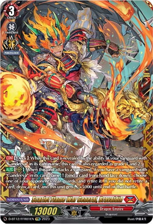 Image for Scarlet Flame War General, Bravaldin (FFR) (D-BT12: Evenfall Onslaught) (D-BT12/FFR01EN) - Cardfight Vanguard