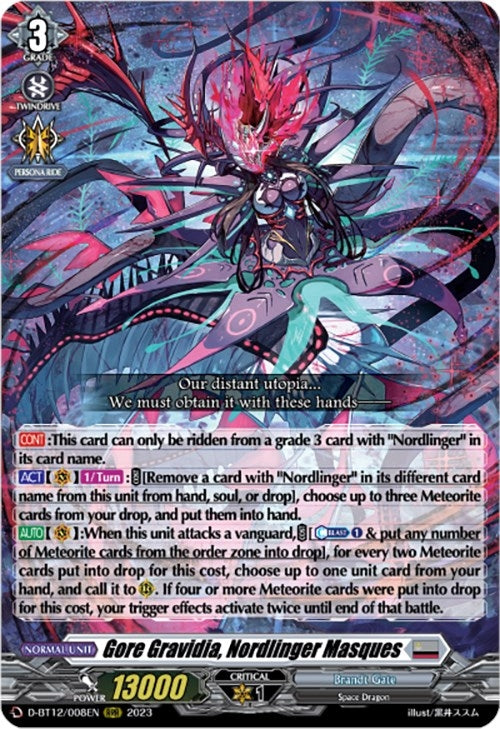 Image for Gore Gravidia, Nordlinger Masques (D-BT12: Evenfall Onslaught) (D-BT12/008EN) - Cardfight Vanguard
