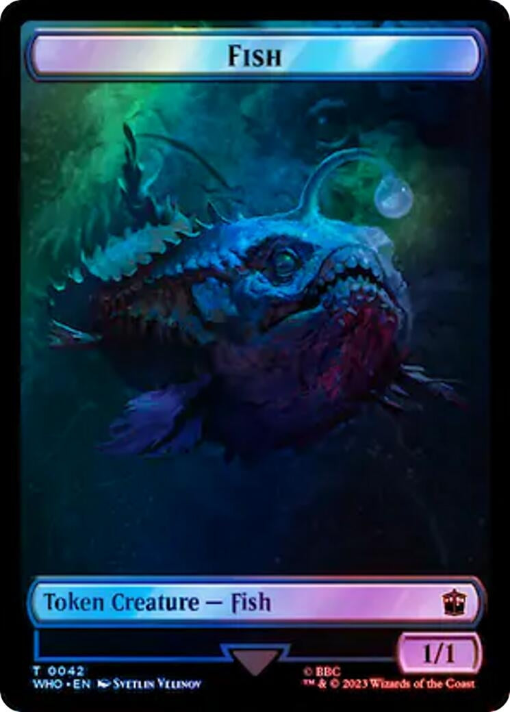 Image for Fish // Cyberman Double-Sided Token (Surge Foil) (Universes Beyond: Doctor Who) (42 // 56) - Magic: The Gathering