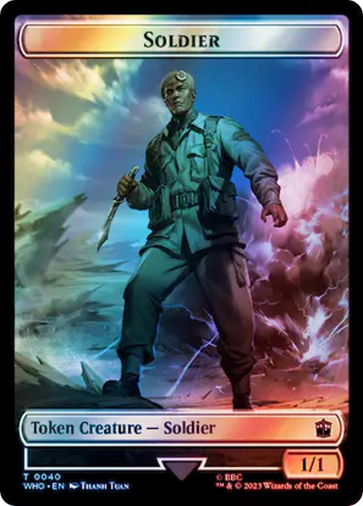 Image for Soldier // Mutant Double-Sided Token (Surge Foil) (Universes Beyond: Doctor Who) (40 // 50) - Magic: The Gathering