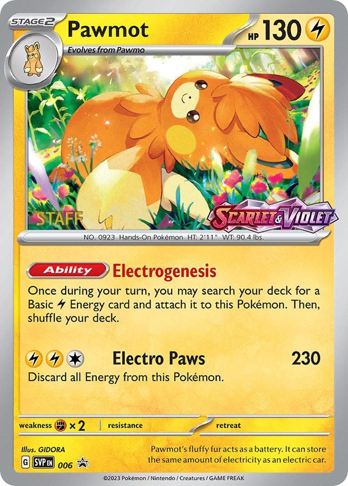 Image for Pawmot - 006 (Prerelease) [Staff] (SV: Scarlet & Violet Promo Cards) (006) - Pokemon