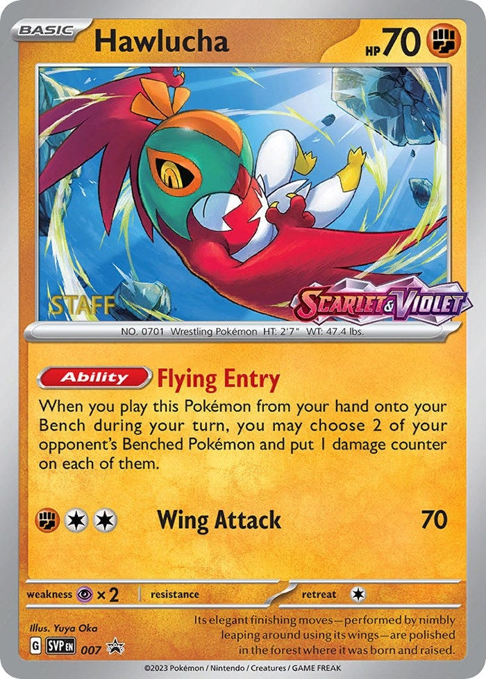 Image for Hawlucha - 007 (Prerelease) [Staff] (SV: Scarlet & Violet Promo Cards) (007) - Pokemon
